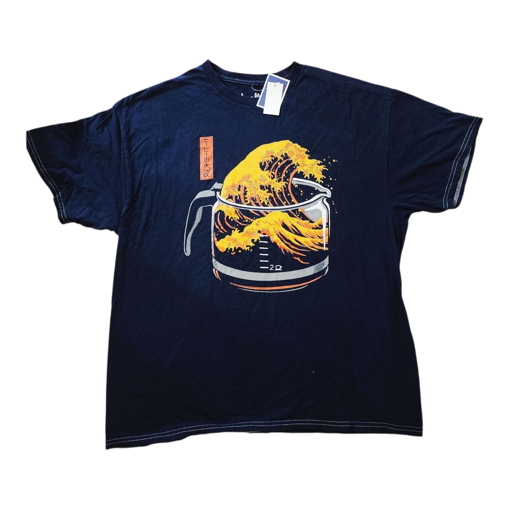 Graphic Great Wave of Coffee T-Shirt Unisex Size Large
